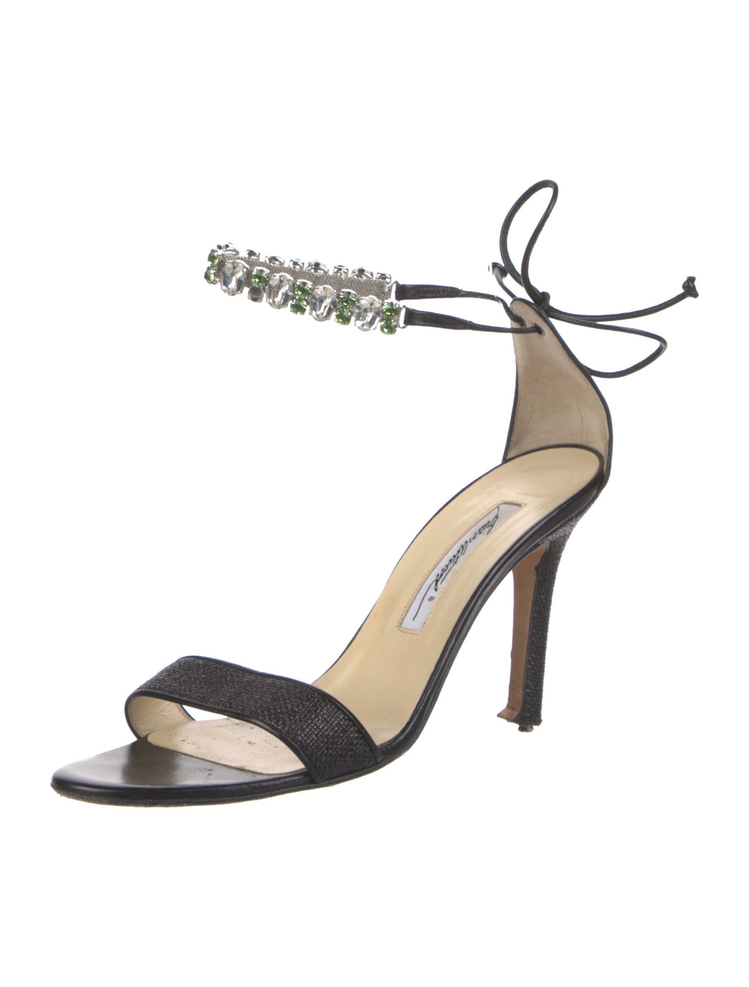 Brian Atwood Leather Crystal Embellishments Sandals